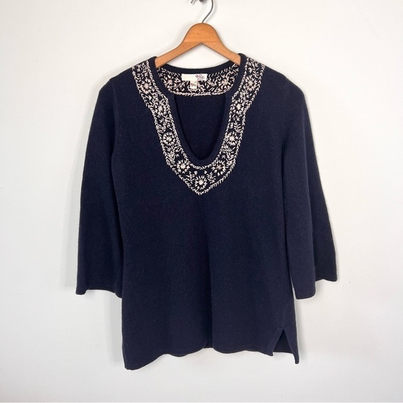 Joie Navy Cashmere Blend Boho Tunic Sweater - Picture 1 of 14